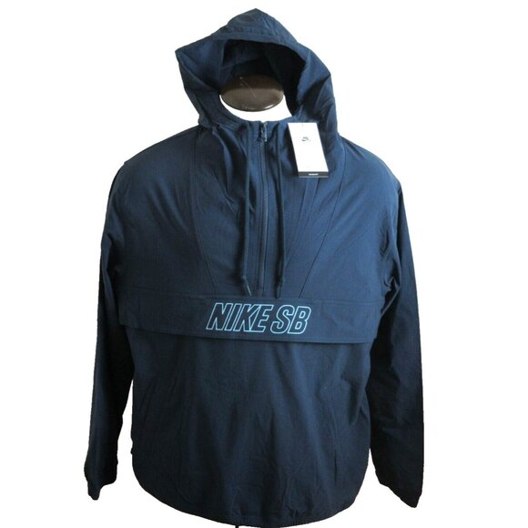 Nike Sb Other - Nike SB Men's Anorak 1/2 Zip PO Skate Jacket Size Large Navy Blue Turquoise NWT